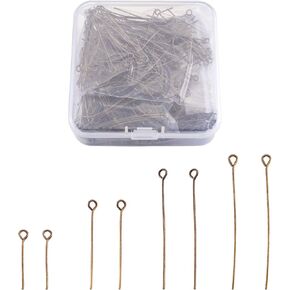 Pandahall 600Pcs Iron Eye Pins 21 Gauge 4 Size Open Eye Pins Head Pins Findings Antique Bronze for Earring Dangle Charms Jewelry Making (20mm 28mm 38mm 50mm Length)
