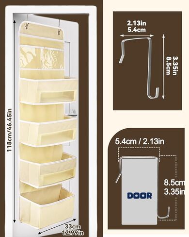 Aeelike Yarn Organizer Hanging Yarn Storage Organizer, Over Door Yarn Storage Organizer with 2 Hooks, Door Storage Organizer for Yarn, Knitting Crochet Supplies, 4 Layers (Beige) in Kuwait