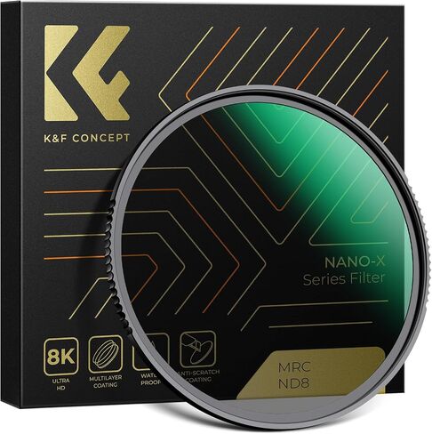 K&F Concept 55mm ND8 (3-Stop Fixed Neutral Density Filter) ND Lens Filter, 28 Multi-Layer Coatings HD Hydrophobic Ultra Slim Nano-X Series Filter for Camera Lens in Saudi Arabia