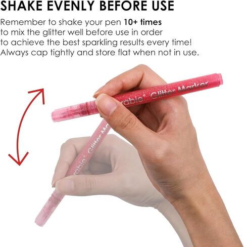 Grabie 24 Colors Glitter Markers Pen, Glitter Metallic Shimmer Marker Extra-Fine Tip Glitter Acrylic Paint Markers, Quick-Drying Water-based Ink Glitter Pens for Adults, DIY Crafts Making in Kuwait