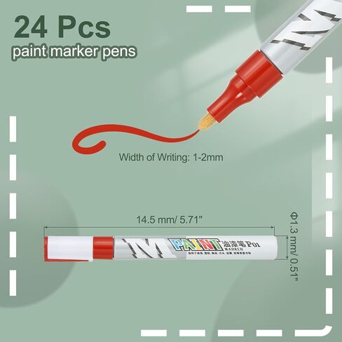 M&G Paint Marker Pens, 24Pcs Waterproof Paint Markers Quick Dry and Permanent Metallic Markers for Painting Stone, Wood, Plastic, Ceramic, Canvas, Glass, Tires, Silver Tone in Kuwait