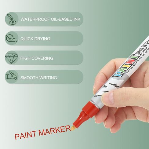 M&G Paint Marker Pens, 24Pcs Waterproof Paint Markers Quick Dry and Permanent Metallic Markers for Painting Stone, Wood, Plastic, Ceramic, Canvas, Glass, Tires, Silver Tone in Kuwait