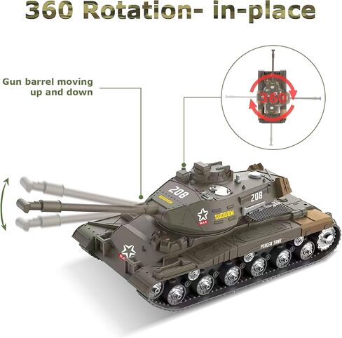 ele ELEOPTION Remote Control RC Tank with Rotating Turret and Sound Tank Toy Gift for Kids Boys Girls 3 4 5 6 7 8 Years Army Tanks Military Toys in Kuwait