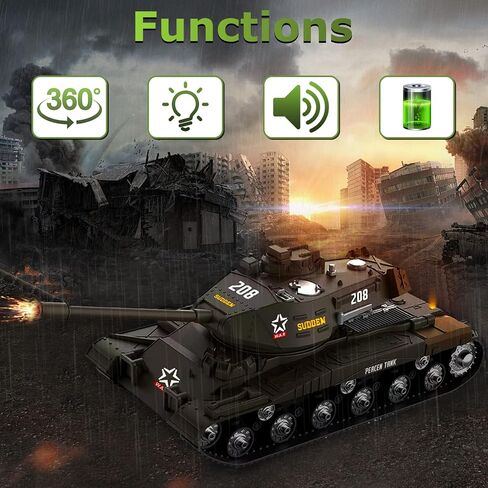 ele ELEOPTION Remote Control RC Tank with Rotating Turret and Sound Tank Toy Gift for Kids Boys Girls 3 4 5 6 7 8 Years Army Tanks Military Toys in Kuwait