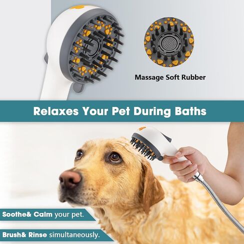 Dog 8.2Ft Shower Attachment to Shower Head Washing, High Pressure& Face Care Pet Wash Cleaning Sprayer with Bath Brush, Adhesive Shower Holder, Indoor in Saudi Arabia