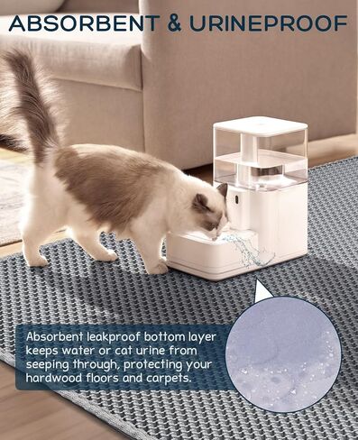 BurgeonNest 45"x32" Cat Litter Mat, Extra Large Litter Box Mat, Honeycomb Double Layer Kitty Litter Trapping Mat, Urine Proof & Waterproof, Easy Clean, Machine Washable, Non-Slip, Scatter Control in Saudi Arabia