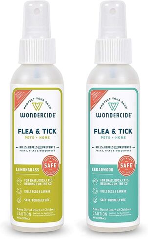 Wondercide - Flea, Tick and Mosquito Spray for Dogs, Cats, and Home - Flea and Tick Killer, Control, Prevention, Treatment - with Natural Essential Oils - 4 oz Lemongrass & Cedarwood 2-Pack in Kuwait