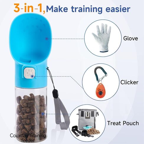 Colorday Handheld Dog Treat Dispenser Built-in Clicker & Treat Pouch, Hand Feeder for Puppy Training Walking Hiking Traveling (6.7 OZ, Pink) in Saudi Arabia