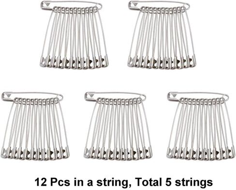 60PCS Large Safety Pins, Durable, Rust-Resistant Nickel Plated Steel Pins Size 4, 2.2inch /55mm in Saudi Arabia