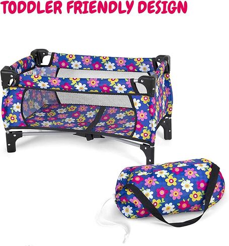 fash n kolor Doll Pack N Play Crib Polka Dot Design Fits up to 18" Dolls (Pink Polkadot) in Kuwait