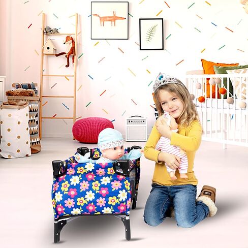 fash n kolor Doll Pack N Play Crib Polka Dot Design Fits up to 18" Dolls (Pink Polkadot) in Kuwait