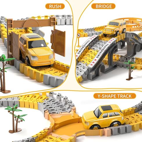 TEMI 236 PCS Construction Toys Race Tracks for 3 4 5 6 Year Old Boys, Flexible Track Playset and 6 PCS Construction Car for Kids Toys, Birthday Gift for Age 3-9 Boys Toddler Girls in Saudi Arabia