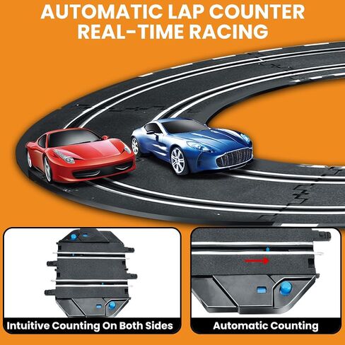 Slot Car Race Track Sets, Electric Race Car Track with 4 High-Speed Slot Cars, 2 Electric Controller and 2 Manual Controller Circular Overpass Track, Gift for Kids Ages 6 7 8-12 in Saudi Arabia
