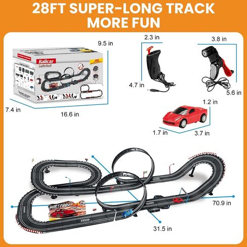 Slot Car Race Track Sets, Electric Race Car Track with 4 High-Speed Slot Cars, 2 Electric Controller and 2 Manual Controller Circular Overpass Track, Gift for Kids Ages 6 7 8-12 in Saudi Arabia