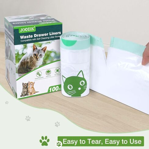Cat Litter Box Liner Bags Compatible with Self-Cleaning Litter Box Robot 100 Pack, Waste Drawer Liners Heavy Duty White 9-11 Gallons Replacement Bags… in Kuwait
