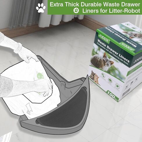 Cat Litter Box Liner Bags Compatible with Self-Cleaning Litter Box Robot 100 Pack, Waste Drawer Liners Heavy Duty White 9-11 Gallons Replacement Bags… in Kuwait