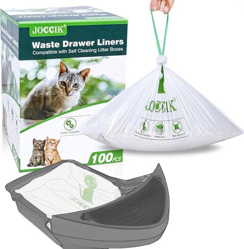 Cat Litter Box Liner Bags Compatible with Self-Cleaning Litter Box Robot 100 Pack, Waste Drawer Liners Heavy Duty White 9-11 Gallons Replacement Bags… in Kuwait