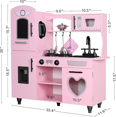 TaoHFE Play Kitchen, Pink Kids Kitchen Set for Girls Kitchen Set for Kids Ages 6-8 Gift Toddler Kitchen Set for Kids Age 3+ Kids Kitchen Playset with Lights & Sounds Wooden Toy Kitchen Playset Gift in Kuwait