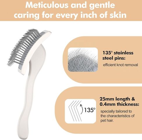 Doodles Dog Slicker Brush for Grooming Pet Hair - Best Brushes for Poodle & Golden Doodle - Long Haired Brush for Dogs - Goldendoodle Long Pin Brush for Dematting - Cream White (Large) in Saudi Arabia