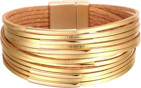 أساور جلدية ملفوفة للنساء من فيسيوري، مجوهرات بوهو ليوبارد متعددة الطبقات من الخرز الكريستالي in Kuwait