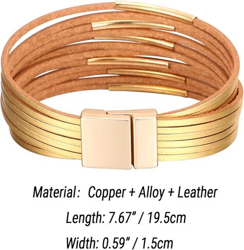 أساور جلدية ملفوفة للنساء من فيسيوري، مجوهرات بوهو ليوبارد متعددة الطبقات من الخرز الكريستالي in Kuwait