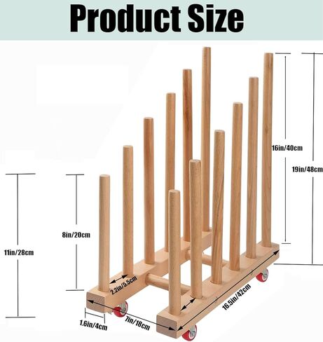 Artwork Storage Rack with Brake Caster Wheels,Art Drying Rack, Canvas Storage Rack,Wood Storage Stand for Drawing Board, Prints, Perfect for Studios,Galleries, Museums, Art Venues (12in) in Saudi Arabia