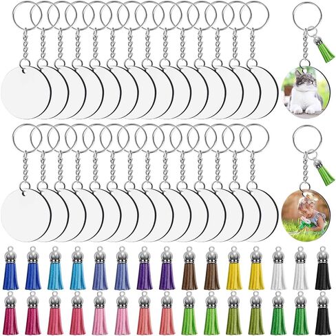 Modacraft Sublimation Keychain Blanks Bulk, 120Pcs Sublimation Keychain Blanks Set with 2 Inch Round Sublimation Blanks, Tassels, Keychain Rings, Jump Rings for DIY Crafting Sublimation Blanks in Kuwait