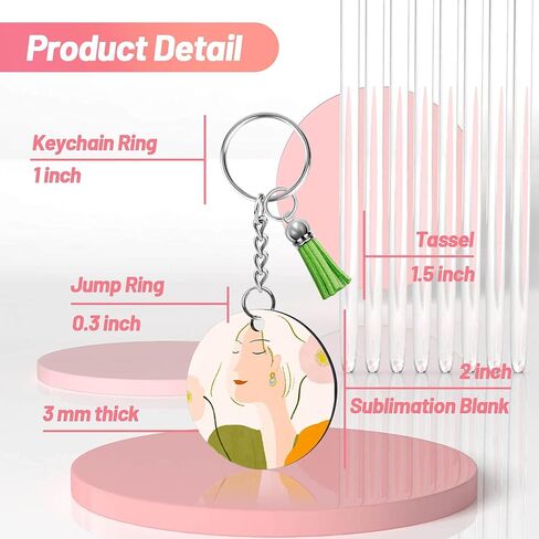 Modacraft Sublimation Keychain Blanks Bulk, 120Pcs Sublimation Keychain Blanks Set with 2 Inch Round Sublimation Blanks, Tassels, Keychain Rings, Jump Rings for DIY Crafting Sublimation Blanks in Kuwait