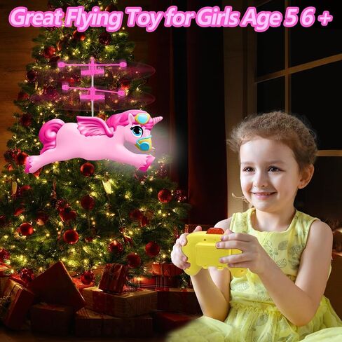 Unicorn Remote Control Helicopter, Flying Unicorn Toys for Girls Age 6-8 9-14 Years and Up, Rechargeable 2 Channel Rc Helicopter Mini Drone Flying Toy with LED Lights for Kids Indoors Birthday Gift in Saudi Arabia