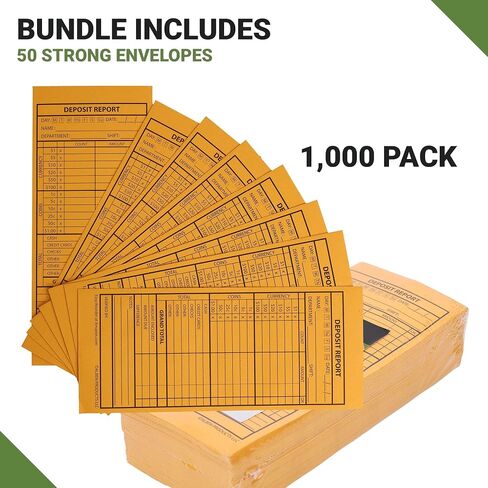 100 Cash Drop Envelopes - Bulk Cashier Deposit Envelopes for Cash Recordkeeping, Perfect for Business, Banks, Stores, Retail and Restaurants (Yellow Kraft) in Saudi Arabia