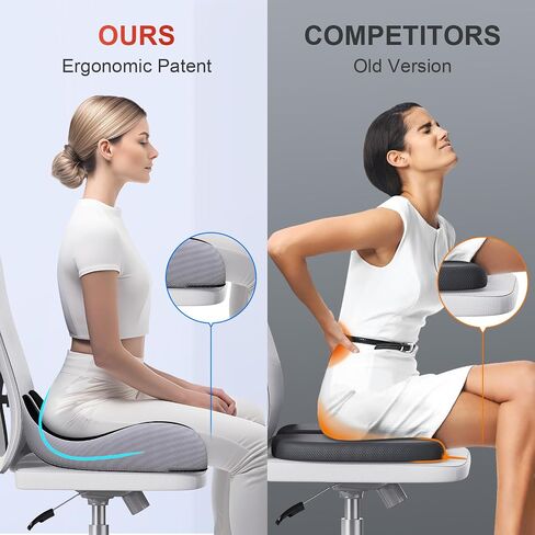 Benazcap X Large Memory Seat Cushion for Office Chair Ergonomic Cushions Pad Pillow for Pressure Relief Sciatica & Pain Relief Memory Foam for Long Sitting for Gaming Chair and Car Seat Black in Saudi Arabia