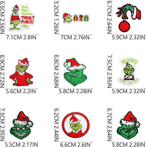 Grinch Patches Iron On Grinch Iron On Patches Christmas Patches Christmas Iron On Patches for Clothing Decorative Patches Embroidered Sew On Cartoon Anime DIY Patches Applique Patch Repair in Saudi Arabia