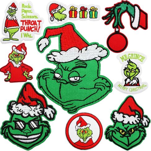 Grinch Patches Iron On Grinch Iron On Patches Christmas Patches Christmas Iron On Patches for Clothing Decorative Patches Embroidered Sew On Cartoon Anime DIY Patches Applique Patch Repair in Saudi Arabia