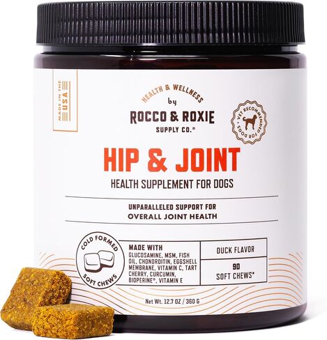 Rocco & Roxie Joint Supplement for Dogs, Glucosamine Hip and Joint Chews, Dog Joint Supplement Large & Small Breed, Senior Dog Vitamins to Support Mobility, Chondroitin, MSM, Health Supplies 60 ct in Kuwait