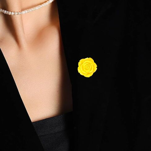 Large Rose Flower Brooch - Elegant Flower Pin for Your Outfit (yellow) in Saudi Arabia