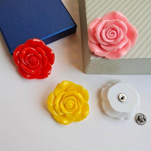Large Rose Flower Brooch - Elegant Flower Pin for Your Outfit (yellow) in Saudi Arabia