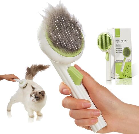 Cat Brush Dog Brush with Release Button for Shedding, Self Cleaning Cat Comb Hair Brush for Indoor Cats, Dog Deshedding Brush Grooming Kit, Pet Supplies Hair Remover Tool in Saudi Arabia