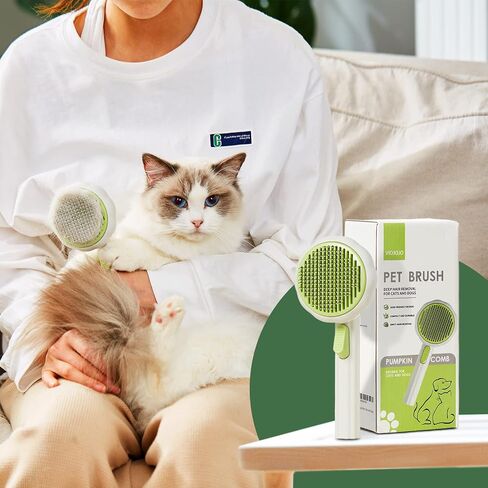 Cat Brush Dog Brush with Release Button for Shedding, Self Cleaning Cat Comb Hair Brush for Indoor Cats, Dog Deshedding Brush Grooming Kit, Pet Supplies Hair Remover Tool in Saudi Arabia