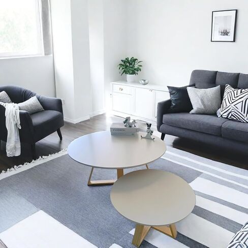2Pcs Mid-Century Coffee Table Round, Easy Assembly Minimalist Nesting Table Set of2, Natural Wood Tea Table for Livingroom, Office,Balcony,Yard.Separately Use as Side Table Center Table in Saudi Arabia