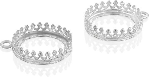 925 Sterling Silver 12-18mm Bezel Round Crown Setting with Loop Findings in Kuwait