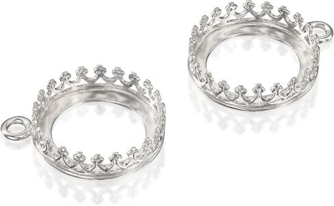 925 Sterling Silver 12-18mm Bezel Round Crown Setting with Loop Findings in Kuwait