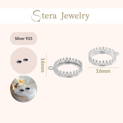 925 Sterling Silver 12-18mm Bezel Round Crown Setting with Loop Findings in Kuwait