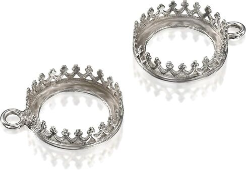 925 Sterling Silver 12-18mm Bezel Round Crown Setting with Loop Findings in Kuwait