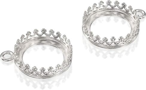 925 Sterling Silver 12-18mm Bezel Round Crown Setting with Loop Findings in Kuwait