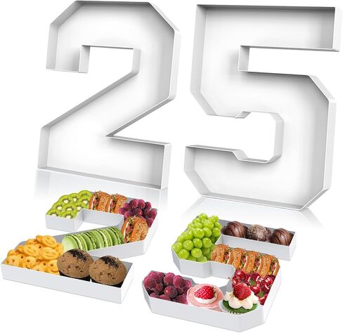 2 Pcs Cardboard Numbers Fillable, 12'' Paper Mache Numbers, Number Trays for Food Cupcake Chocolate Candy, Number Boxes for Charcuterie Birthday Anniversary Party Decoration(25) in Saudi Arabia
