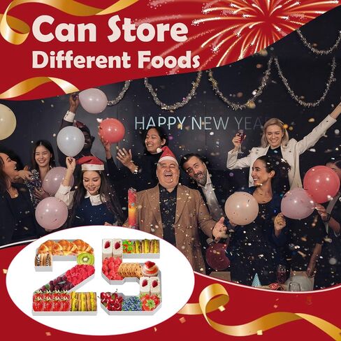 2 Pcs Cardboard Numbers Fillable, 12'' Paper Mache Numbers, Number Trays for Food Cupcake Chocolate Candy, Number Boxes for Charcuterie Birthday Anniversary Party Decoration(25) in Saudi Arabia
