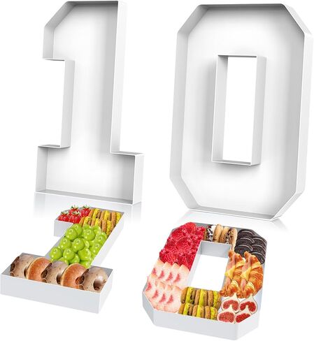 2 Pcs Cardboard Numbers Fillable, 12'' Paper Mache Numbers, Number Trays for Food Cupcake Chocolate Candy, Number Boxes for Charcuterie Birthday Anniversary Party Decoration(25) in Saudi Arabia