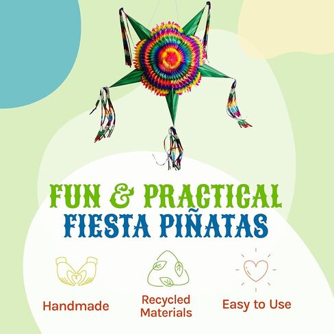 Mexican Piñata (32") Star with Green Cones and 30 ft Rope, Christmas Pinata Large, Posada Decoration, Piñata para Cumpleaños, Kids, New Years Eve, Adult Pinatas for Cinco de Mayo, Holiday Decorations in Saudi Arabia