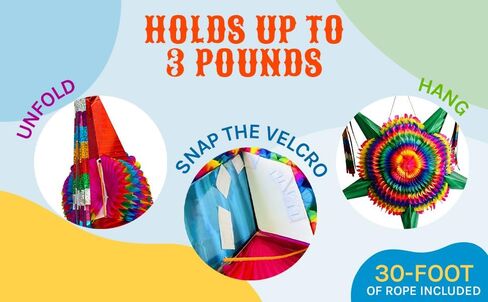 Mexican Piñata (32") Star with Green Cones and 30 ft Rope, Christmas Pinata Large, Posada Decoration, Piñata para Cumpleaños, Kids, New Years Eve, Adult Pinatas for Cinco de Mayo, Holiday Decorations in Saudi Arabia