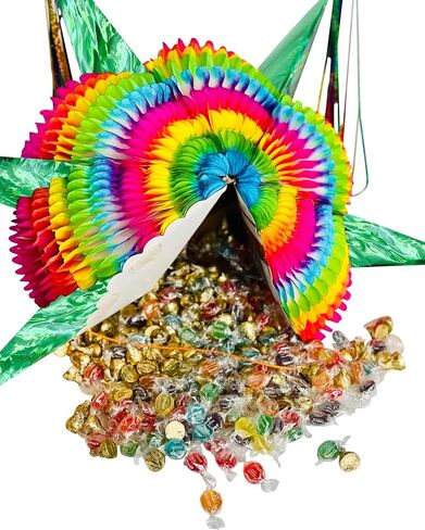 Mexican Piñata (32") Star with Green Cones and 30 ft Rope, Christmas Pinata Large, Posada Decoration, Piñata para Cumpleaños, Kids, New Years Eve, Adult Pinatas for Cinco de Mayo, Holiday Decorations in Saudi Arabia